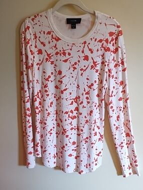 RED 23 ORANGE AND WHITE LONG SLEEVED TEE, WOMEN'S, SIZE M